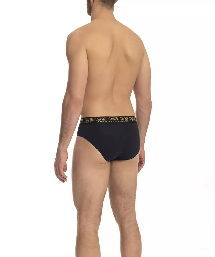 Cavalli Class Blue Cotton Men's Brief Pair - Ginchy