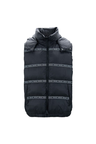 Versace Elegant Black Logo Band Vest with Detachable Hood - Ginchy