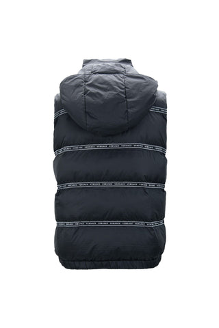 Versace Elegant Black Logo Band Vest with Detachable Hood - Ginchy