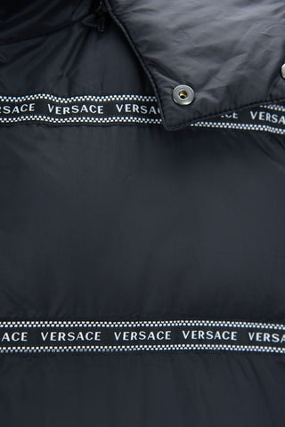 Versace Elegant Black Logo Band Vest with Detachable Hood - Ginchy