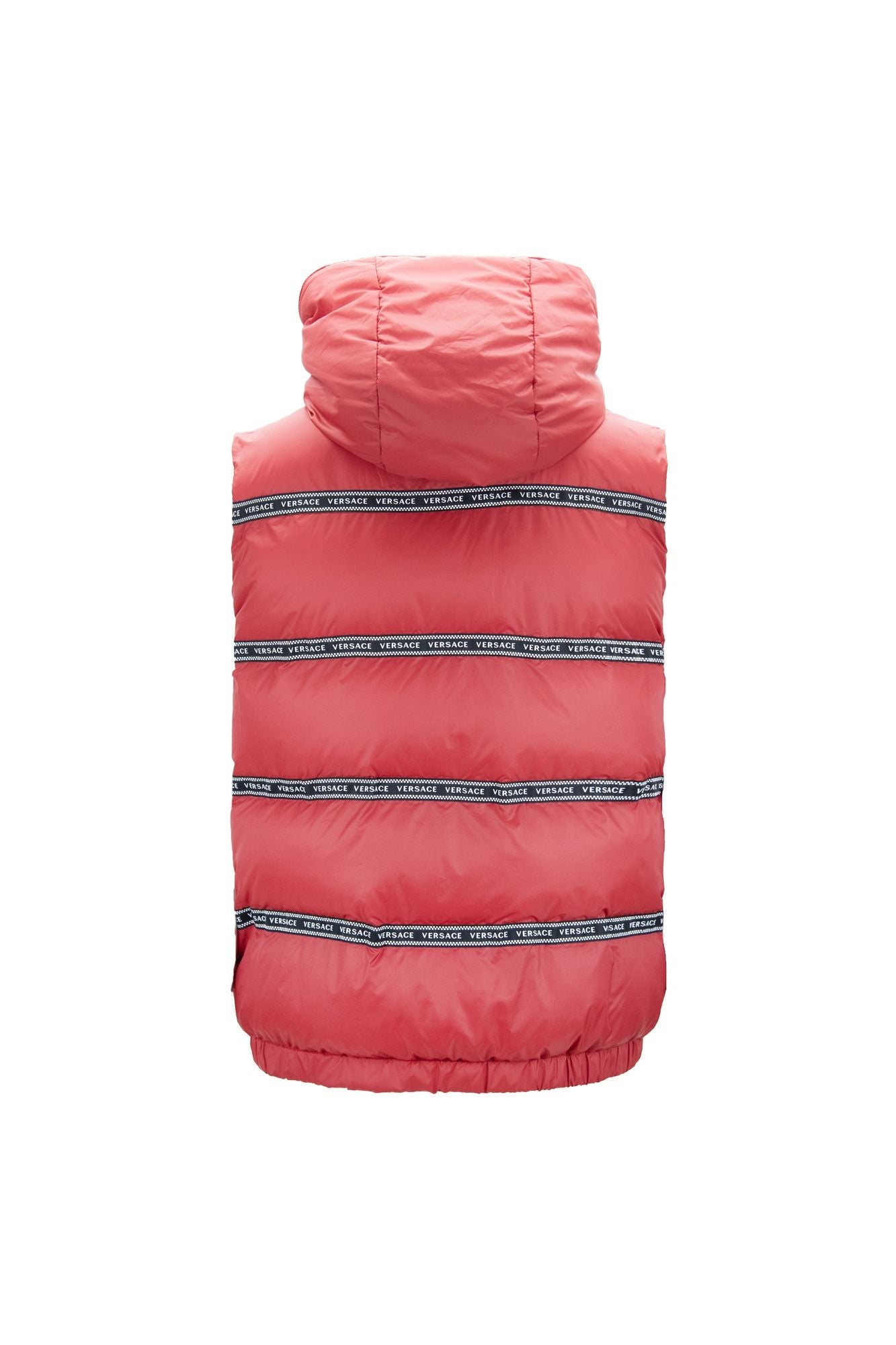 Elegant Red Versace Logo Vest with Detachable Hood - Ginchy