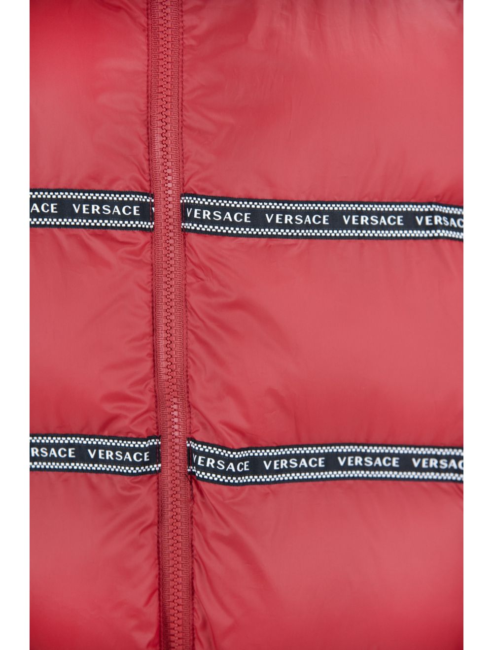 Elegant Red Versace Logo Vest with Detachable Hood - Ginchy