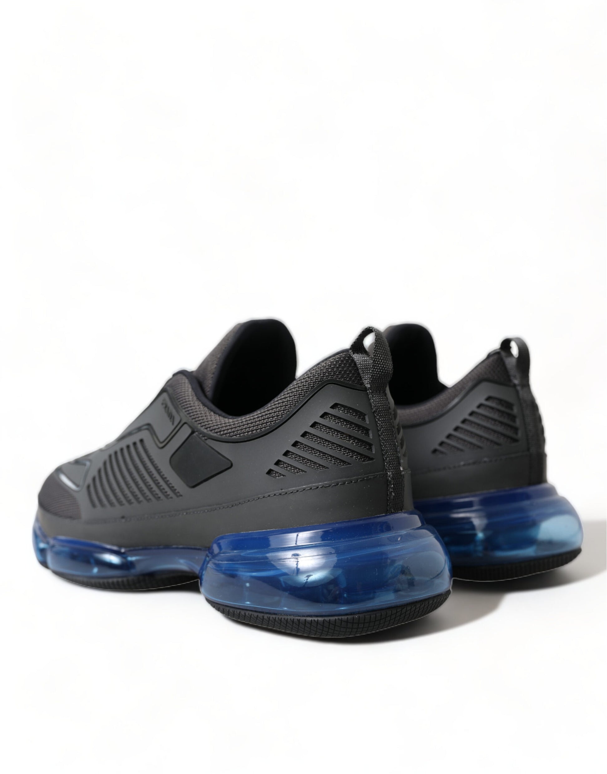 Prada Black Blue Rubber Knit Slip On Low Top Sneakers Shoes - Ginchy