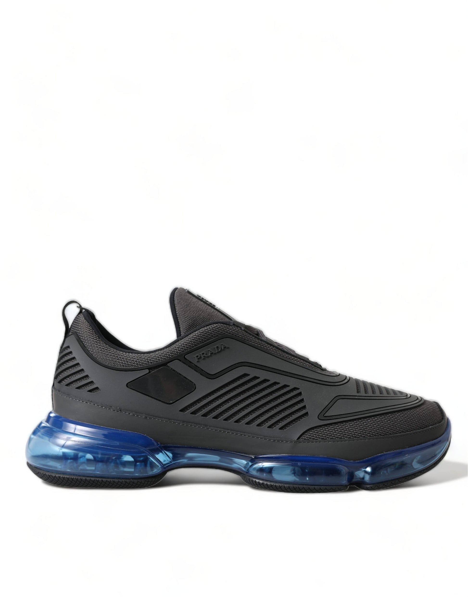 Prada Black Blue Rubber Knit Slip On Low Top Sneakers Shoes - Ginchy
