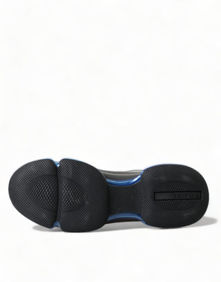 Prada Black Blue Rubber Knit Slip On Low Top Sneakers Shoes - Ginchy