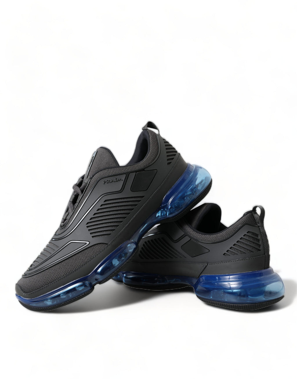 Prada Black Blue Rubber Knit Slip On Low Top Sneakers Shoes - Ginchy
