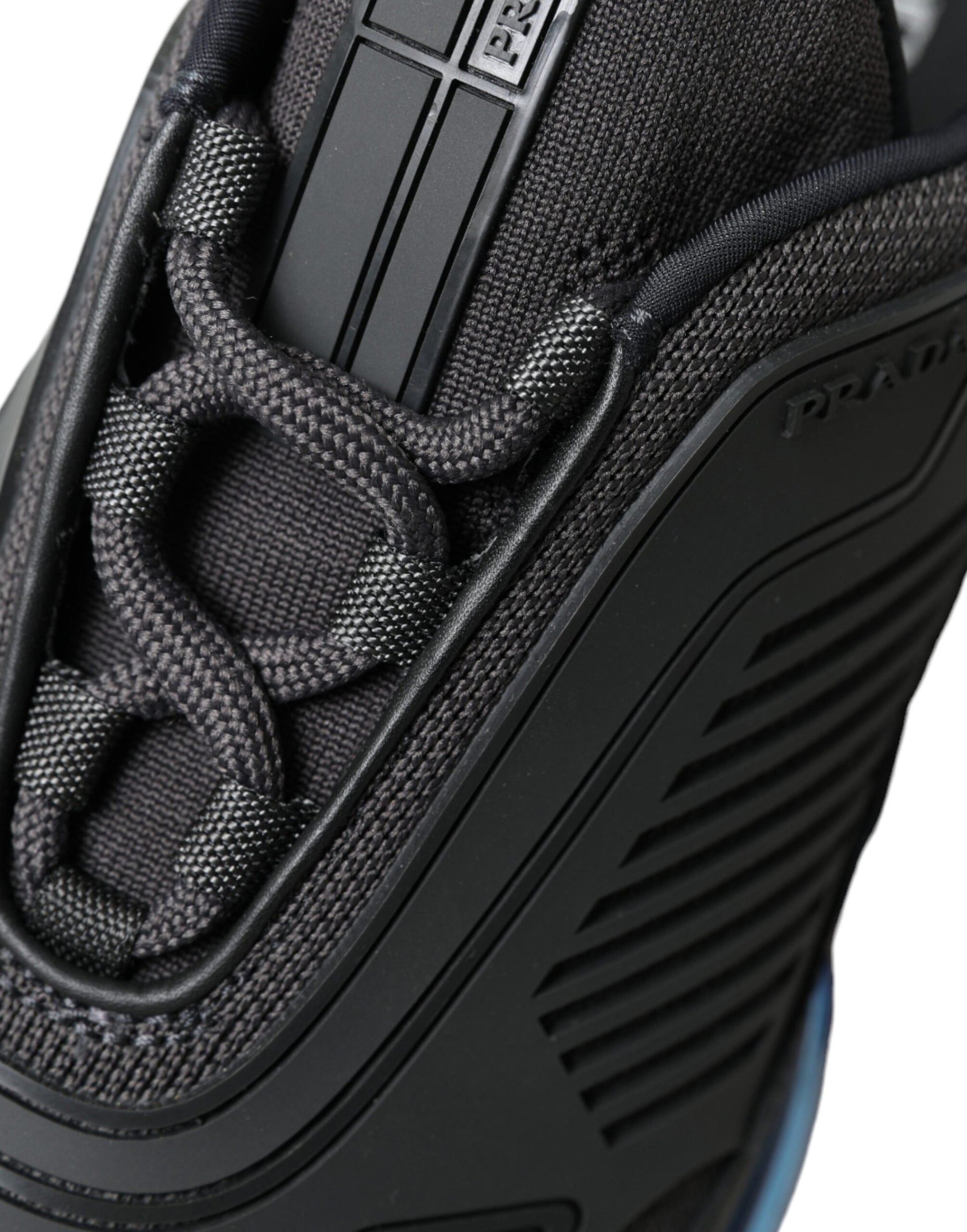 Prada Black Blue Rubber Knit Slip On Low Top Sneakers Shoes - Ginchy