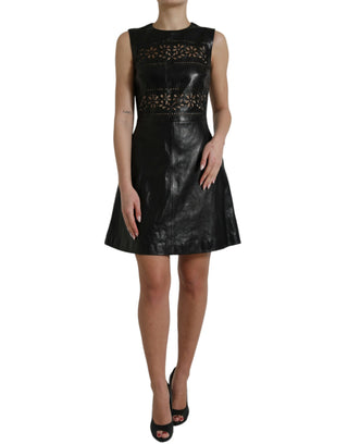Valentino Shiny Black Nylon Cut Out A-line Mini Dress - Ginchy