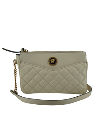 Versace Elegant White Lamb Leather Crossbody Pouch - Ginchy