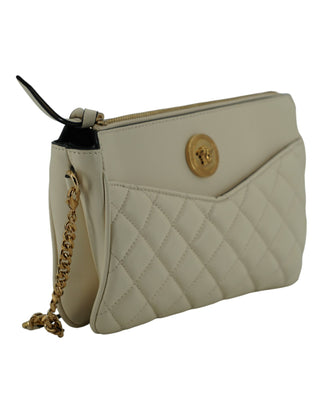 Versace Elegant White Lamb Leather Crossbody Pouch - Ginchy