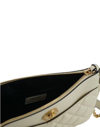 Versace Elegant White Lamb Leather Crossbody Pouch - Ginchy