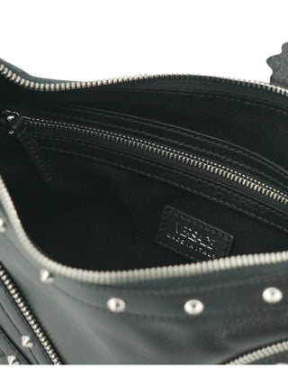 Versace Elegant Black Leather Hobo Shoulder Bag - Ginchy