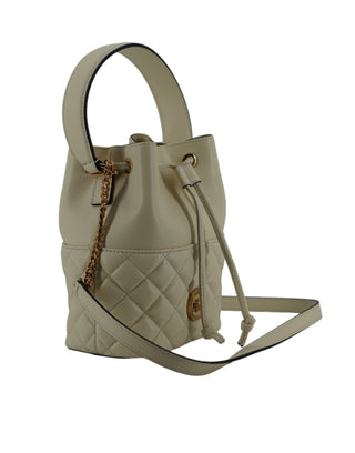Versace Elegant Small White Leather Bucket Shoulder Bag - Ginchy