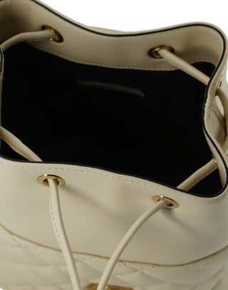 Versace Elegant Small White Leather Bucket Shoulder Bag - Ginchy