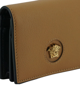 Versace Elegant Compact Leather Wallet in Brown - Ginchy