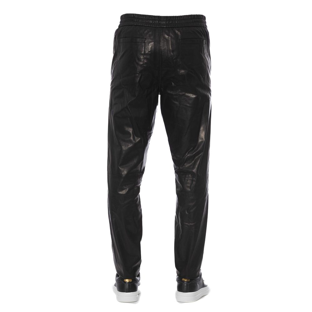 Trussardi Black Lamb Leather Men Trouser - Ginchy