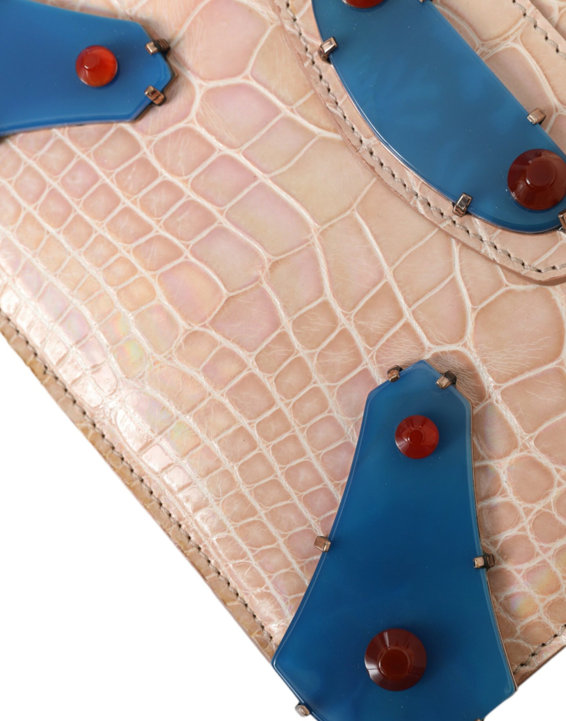 Balenciaga Beige Blue Agate Exotic Leather Gold Chain Purse Bag - Ginchy