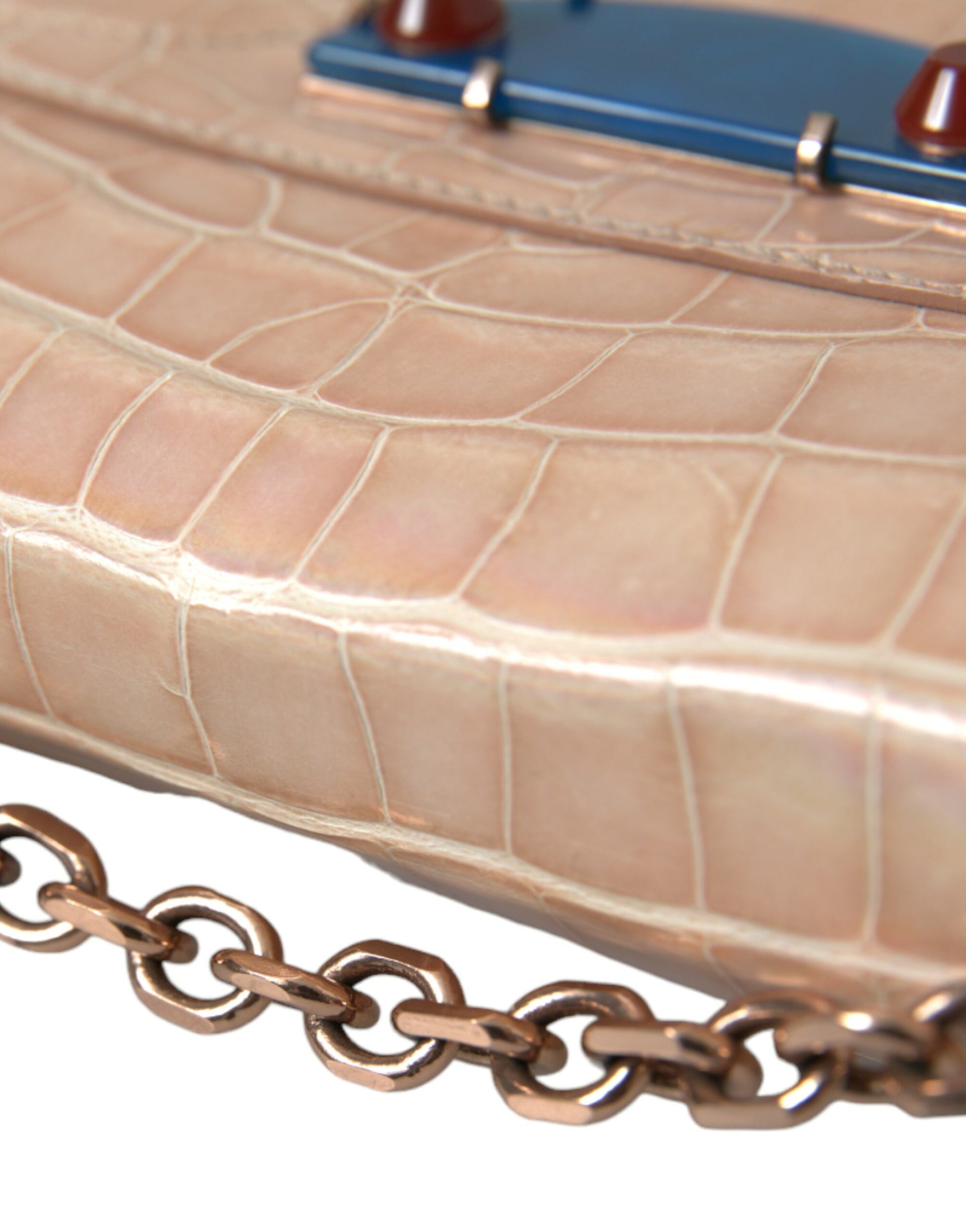 Balenciaga Beige Blue Agate Exotic Leather Gold Chain Purse Bag - Ginchy