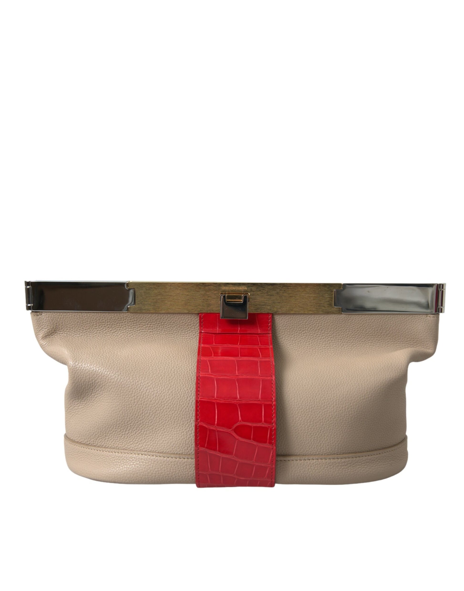 Balenciaga Beige Red Two Tone Exotic Leather Pouch Bag - Ginchy