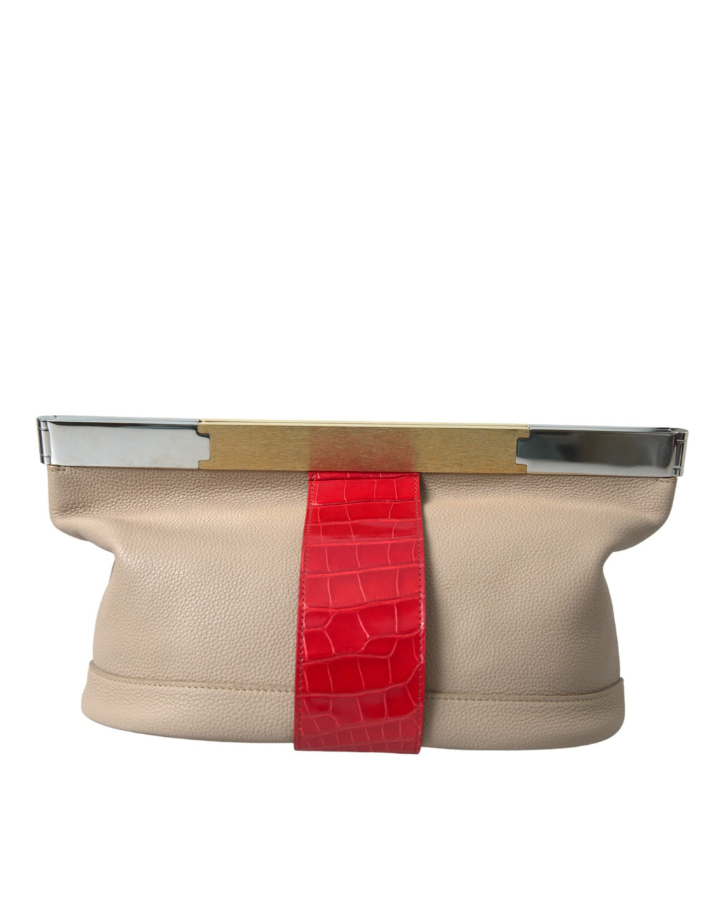 Balenciaga Beige Red Two Tone Exotic Leather Pouch Bag - Ginchy