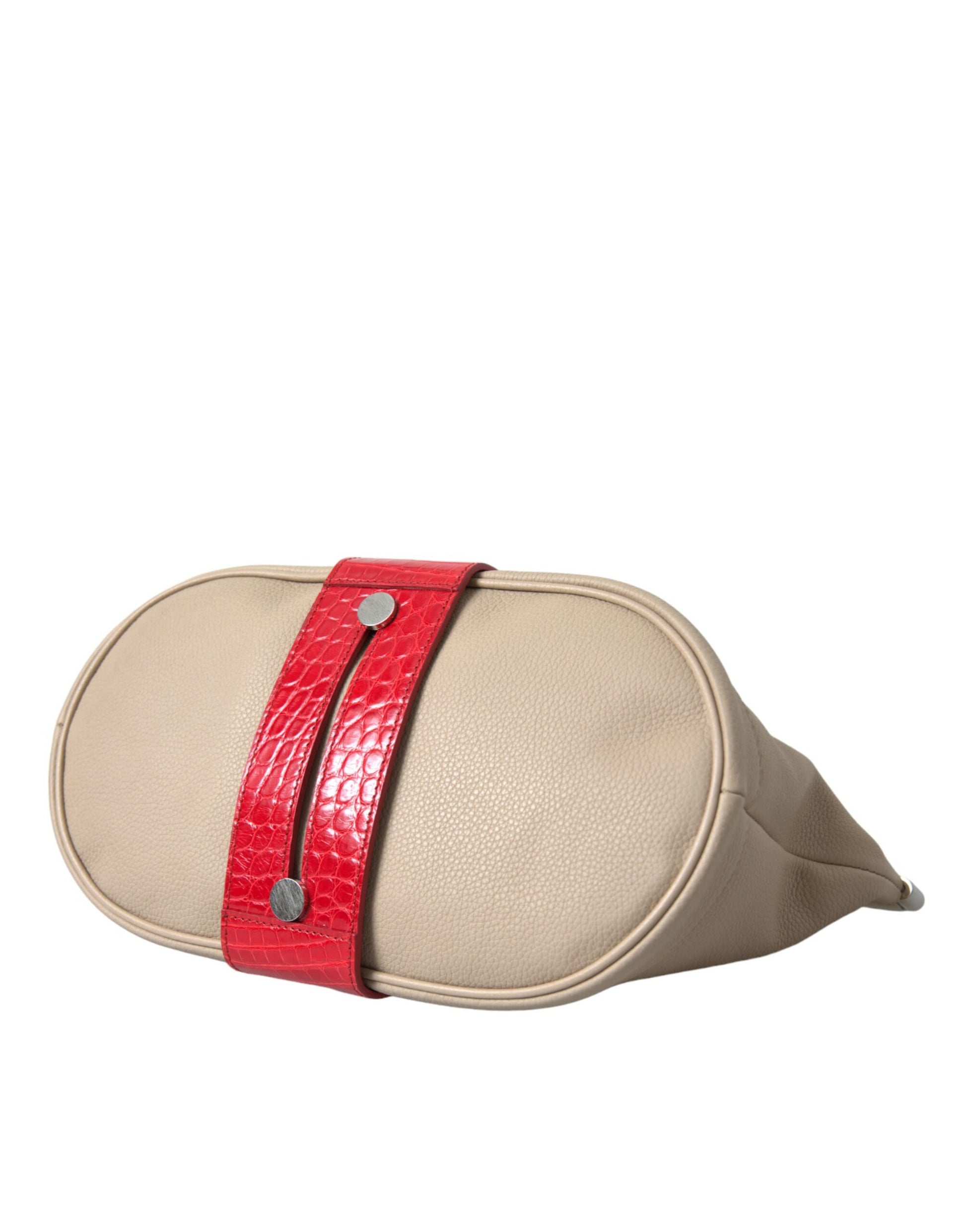 Balenciaga Beige Red Two Tone Exotic Leather Pouch Bag - Ginchy