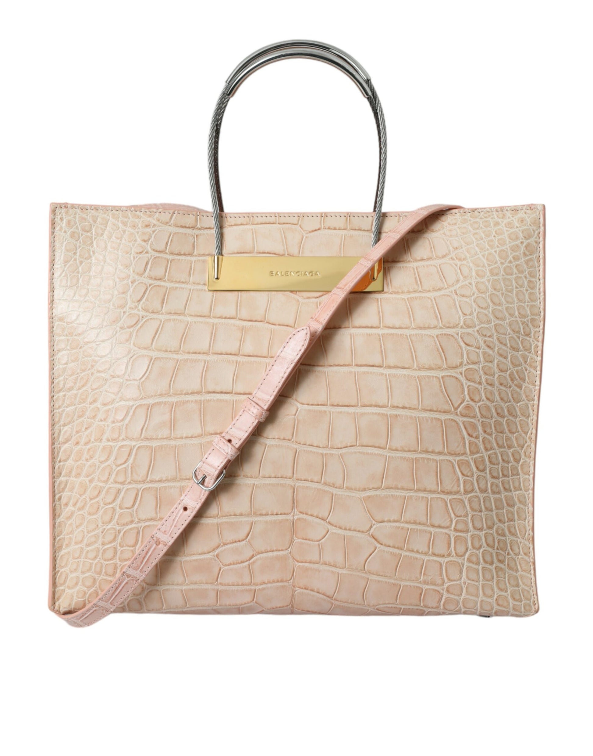 Balenciaga Pink Exotic Leather Embossed Cable Handle Shopper Tote Bag - Ginchy