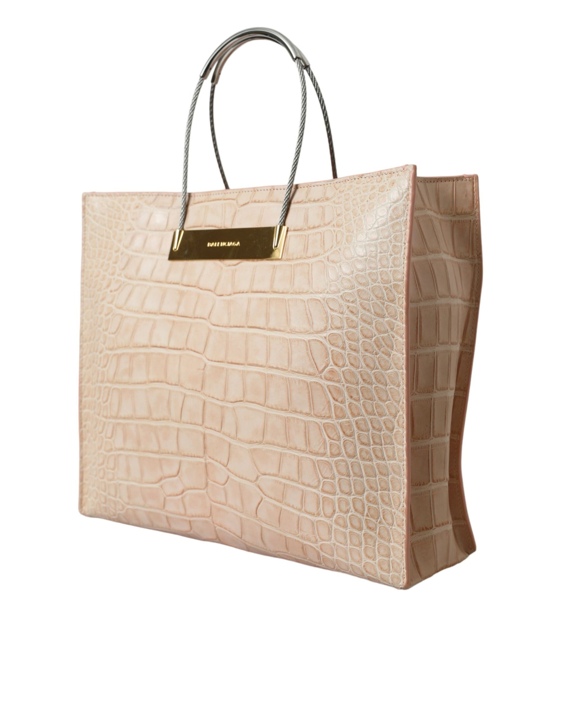 Balenciaga Pink Exotic Leather Embossed Cable Handle Shopper Tote Bag - Ginchy