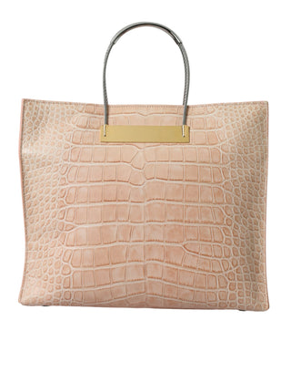 Balenciaga Pink Exotic Leather Embossed Cable Handle Shopper Tote Bag - Ginchy