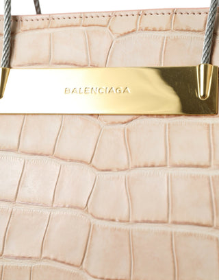 Balenciaga Pink Exotic Leather Embossed Cable Handle Shopper Tote Bag - Ginchy