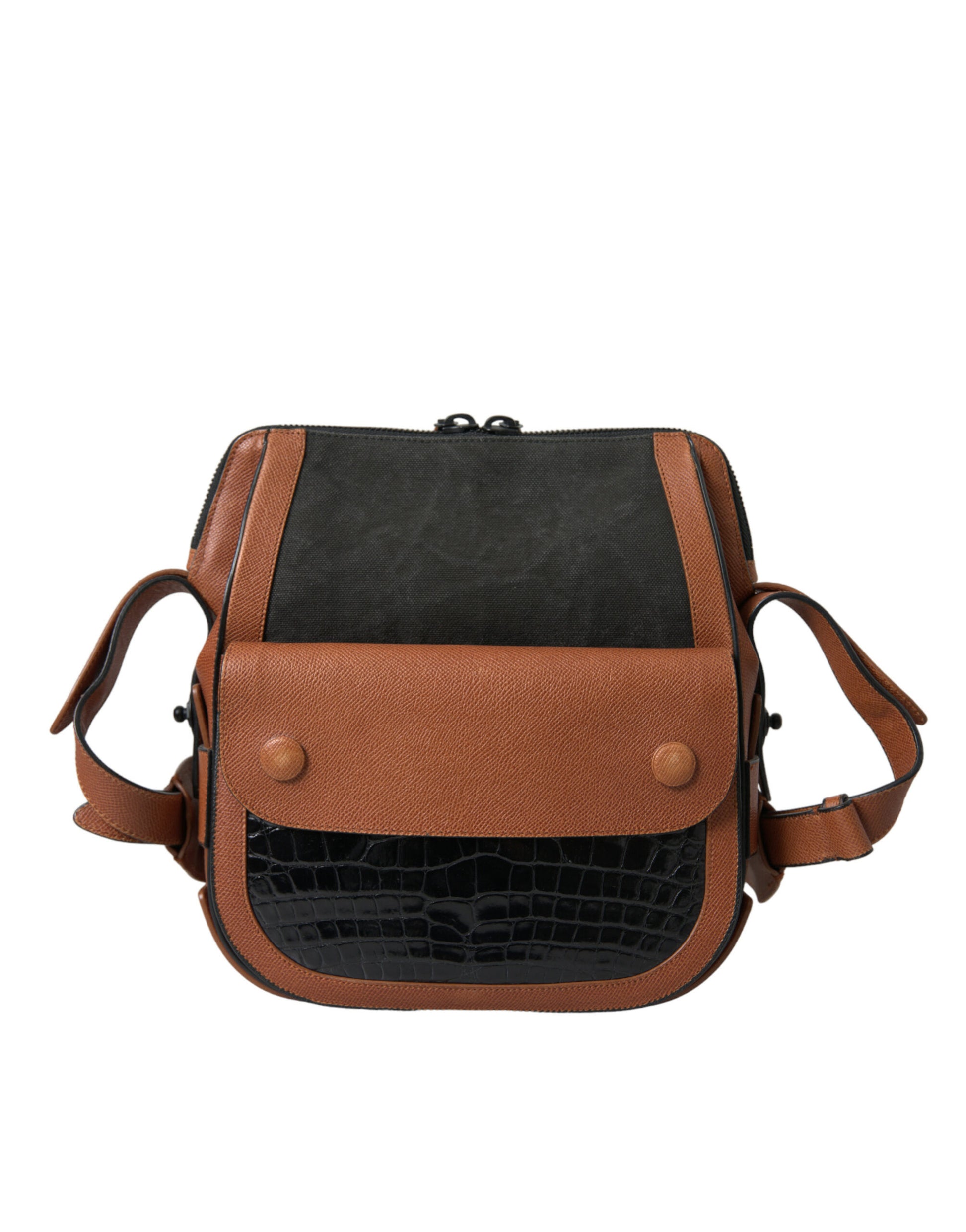 Balenciaga Black Brown Exotic Skin Leather Vertical Crossbody Purse Bag - Ginchy