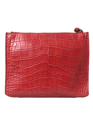 Balenciaga Red Exotic Skin Leather Classic Pouch Purse Wristlet Bag - Ginchy