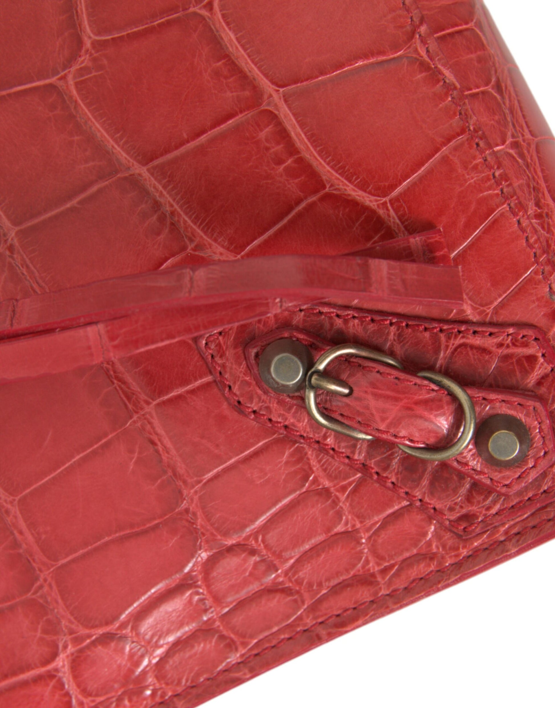 Balenciaga Red Exotic Skin Leather Classic Pouch Purse Wristlet Bag - Ginchy