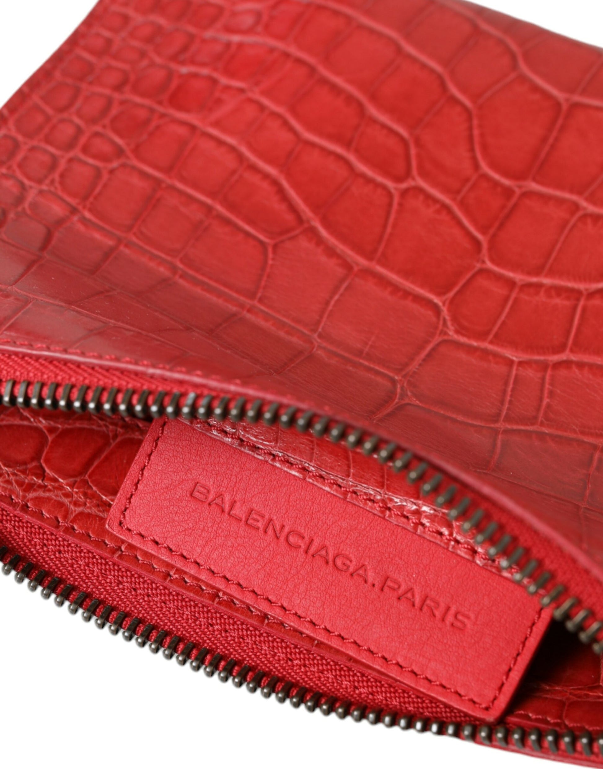 Balenciaga Red Exotic Skin Leather Classic Pouch Purse Wristlet Bag - Ginchy