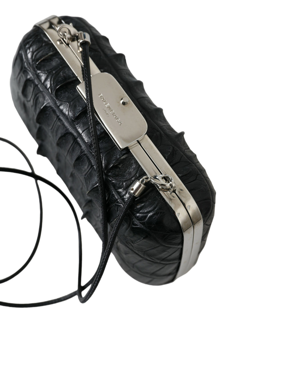 Balenciaga Black Exotic Skin Leather Shoulder Crossbody Box Clutch Bag - Ginchy