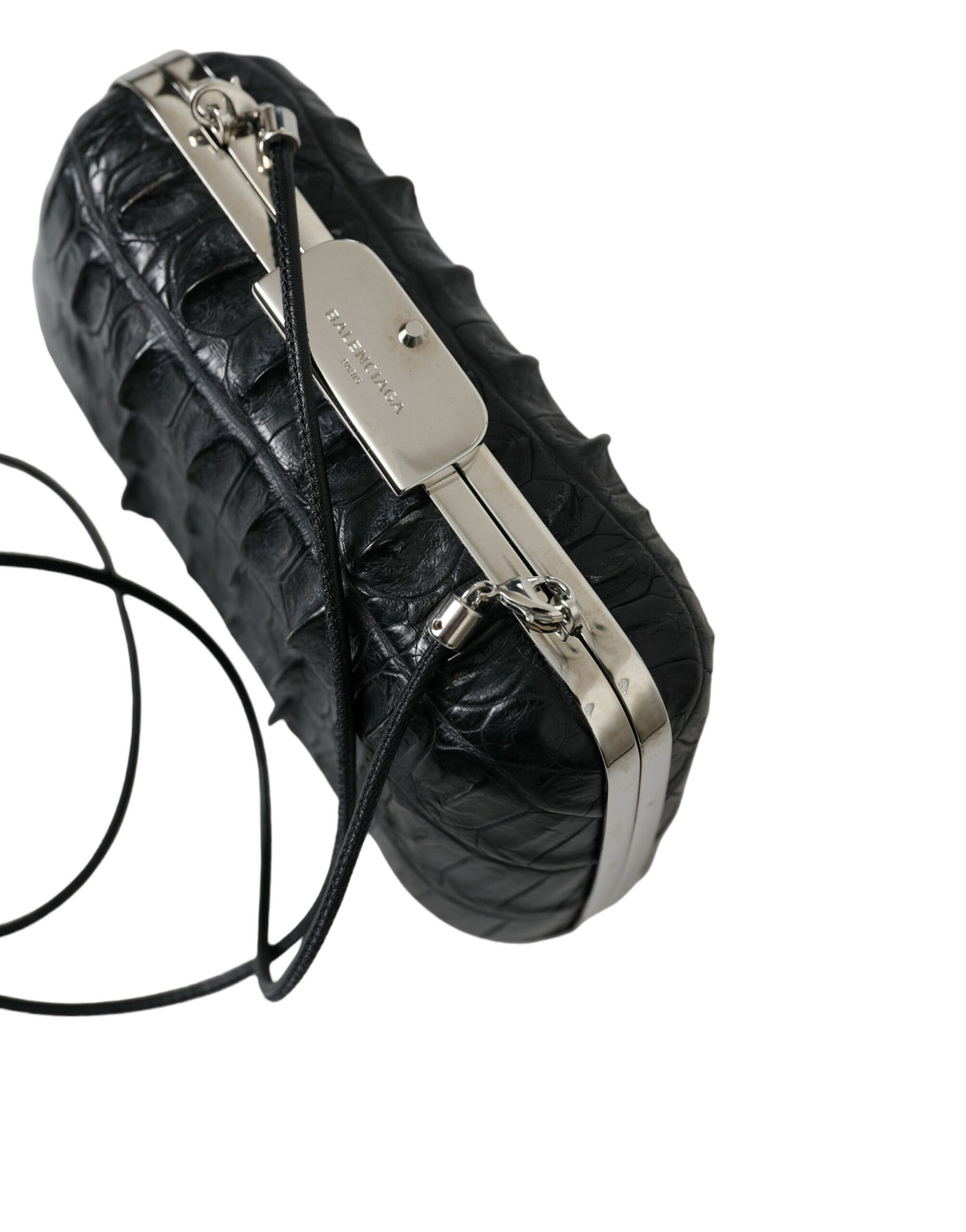 Balenciaga Black Exotic Skin Leather Shoulder Crossbody Box Clutch Bag - Ginchy