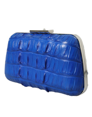 Balenciaga Blue Exotic Skin Leather Shoulder Crossbody Box Clutch Bag - Ginchy