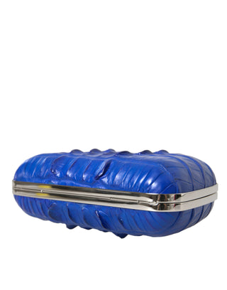 Balenciaga Blue Exotic Skin Leather Shoulder Crossbody Box Clutch Bag - Ginchy
