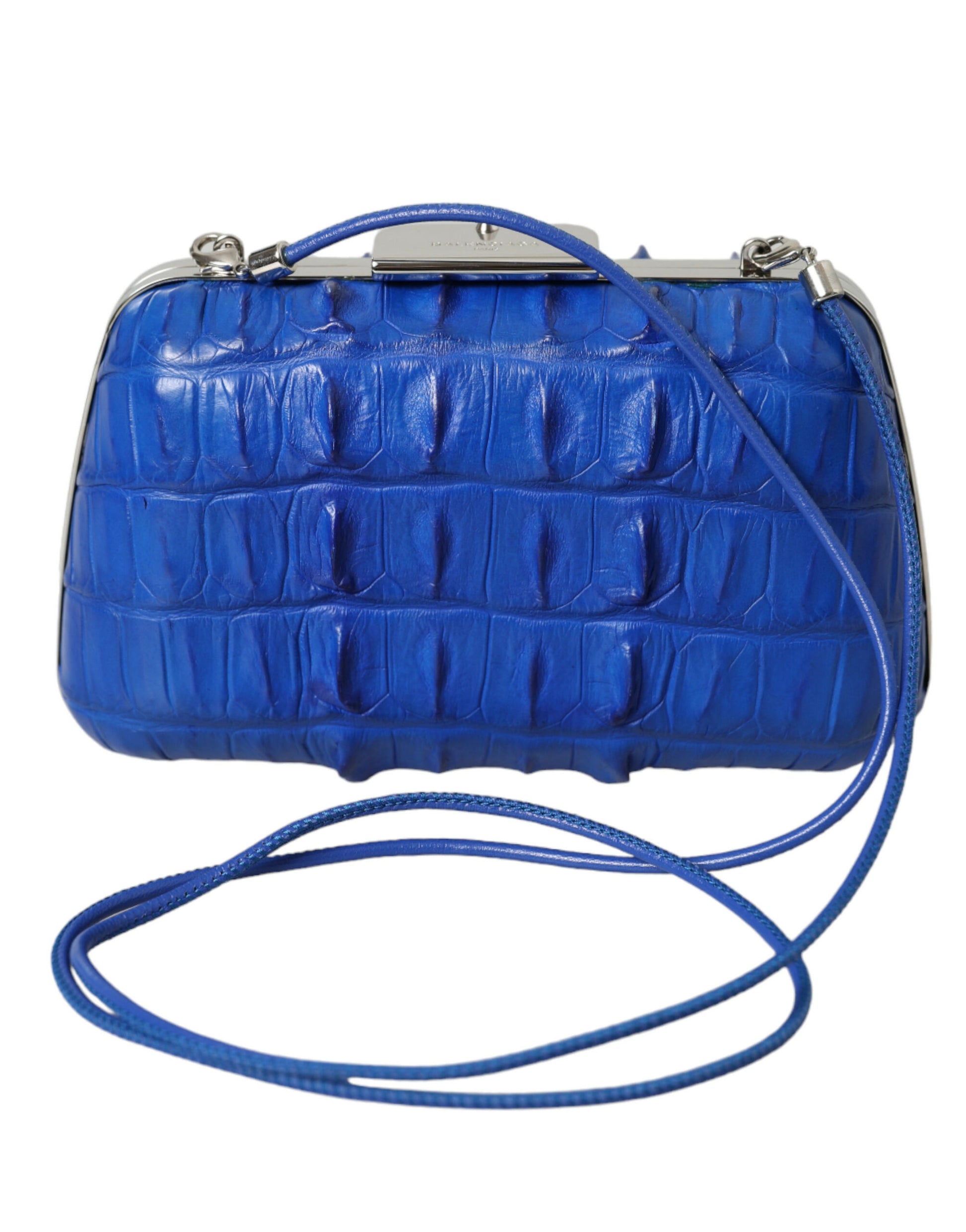 Balenciaga Blue Exotic Skin Leather Shoulder Crossbody Box Clutch Bag - Ginchy