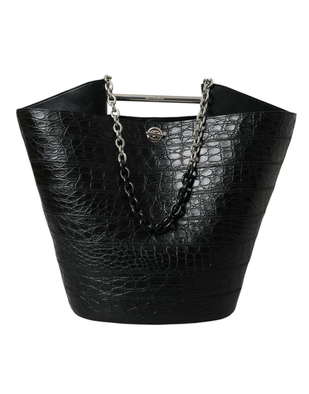 Balenciaga Black Exotic Skin Leather Maxi Bucket Tote Purse Bag - Ginchy
