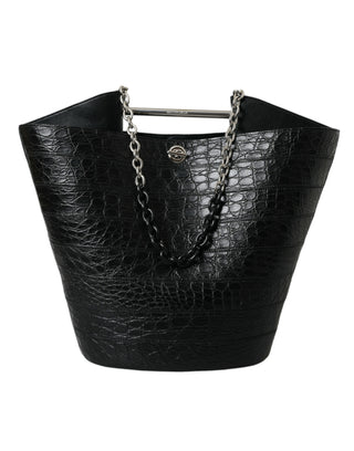 Balenciaga Black Exotic Skin Leather Maxi Bucket Tote Purse Bag - Ginchy
