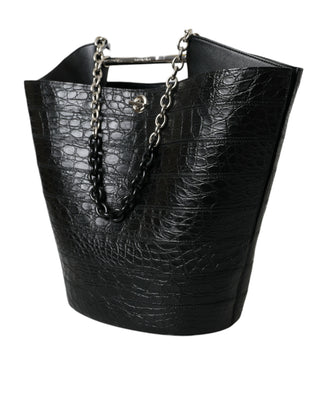 Balenciaga Black Exotic Skin Leather Maxi Bucket Tote Purse Bag - Ginchy