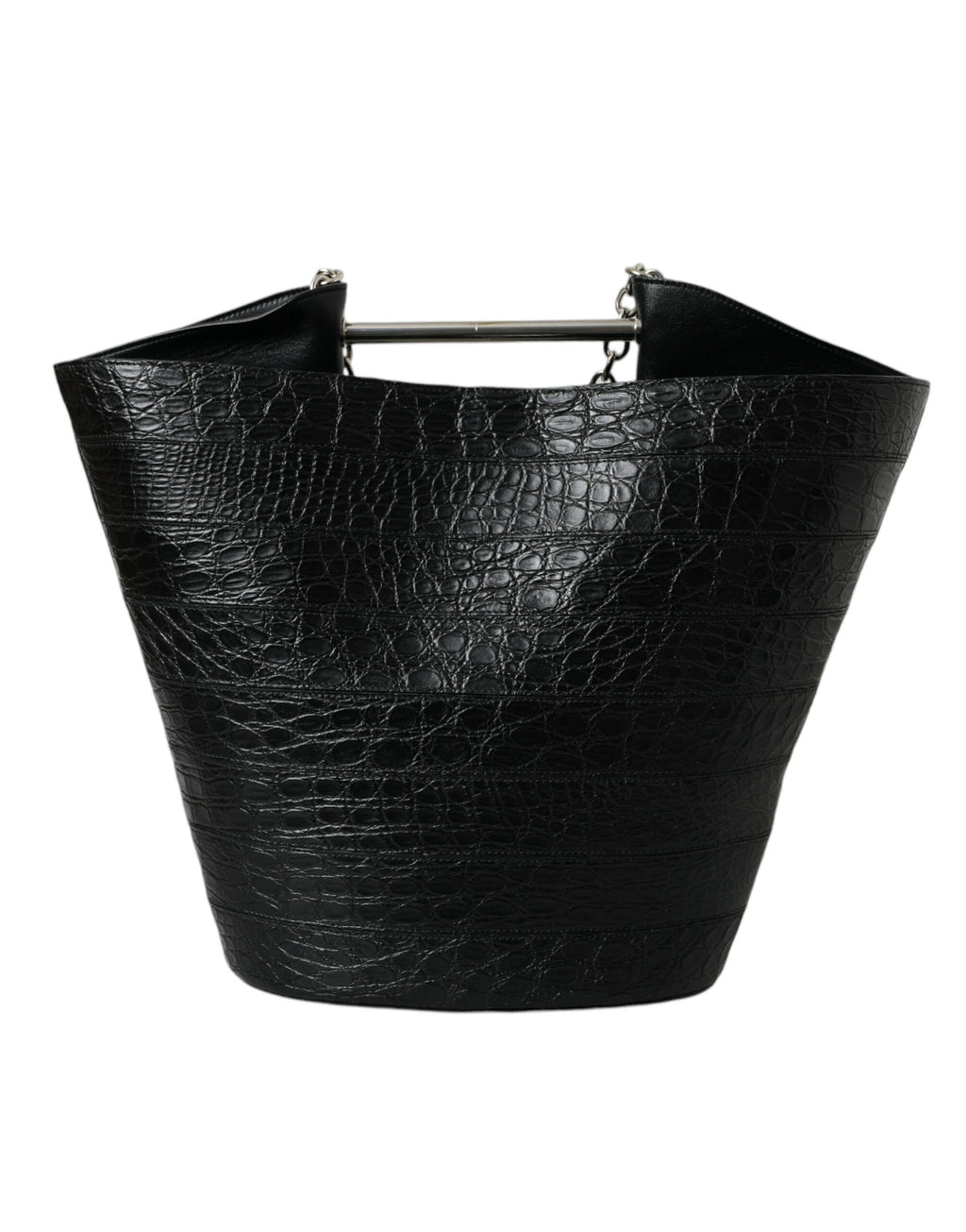 Balenciaga Black Exotic Skin Leather Maxi Bucket Tote Purse Bag - Ginchy