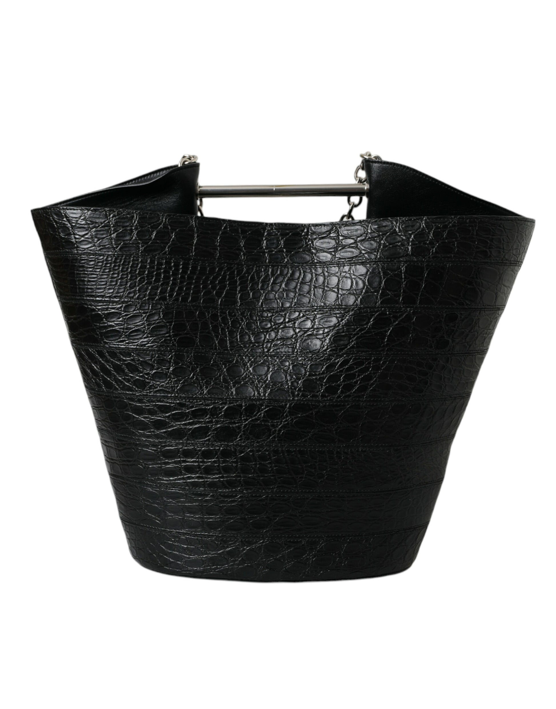 Balenciaga Black Exotic Skin Leather Maxi Bucket Tote Purse Bag - Ginchy