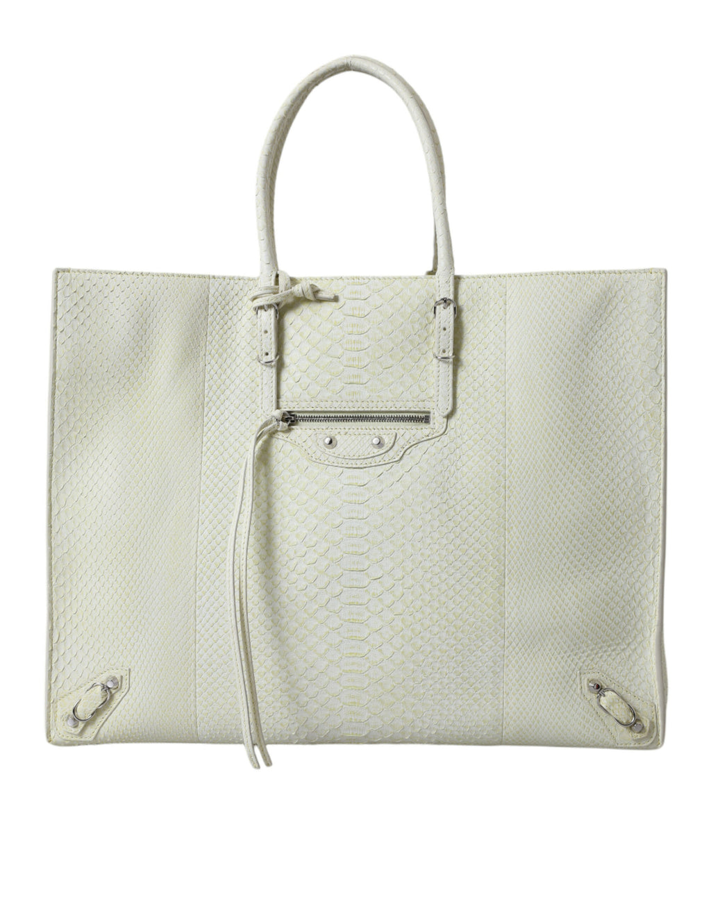 Balenciaga White Yellow Exotic Skin Leather Shopping Tote PAPIER Bag - Ginchy