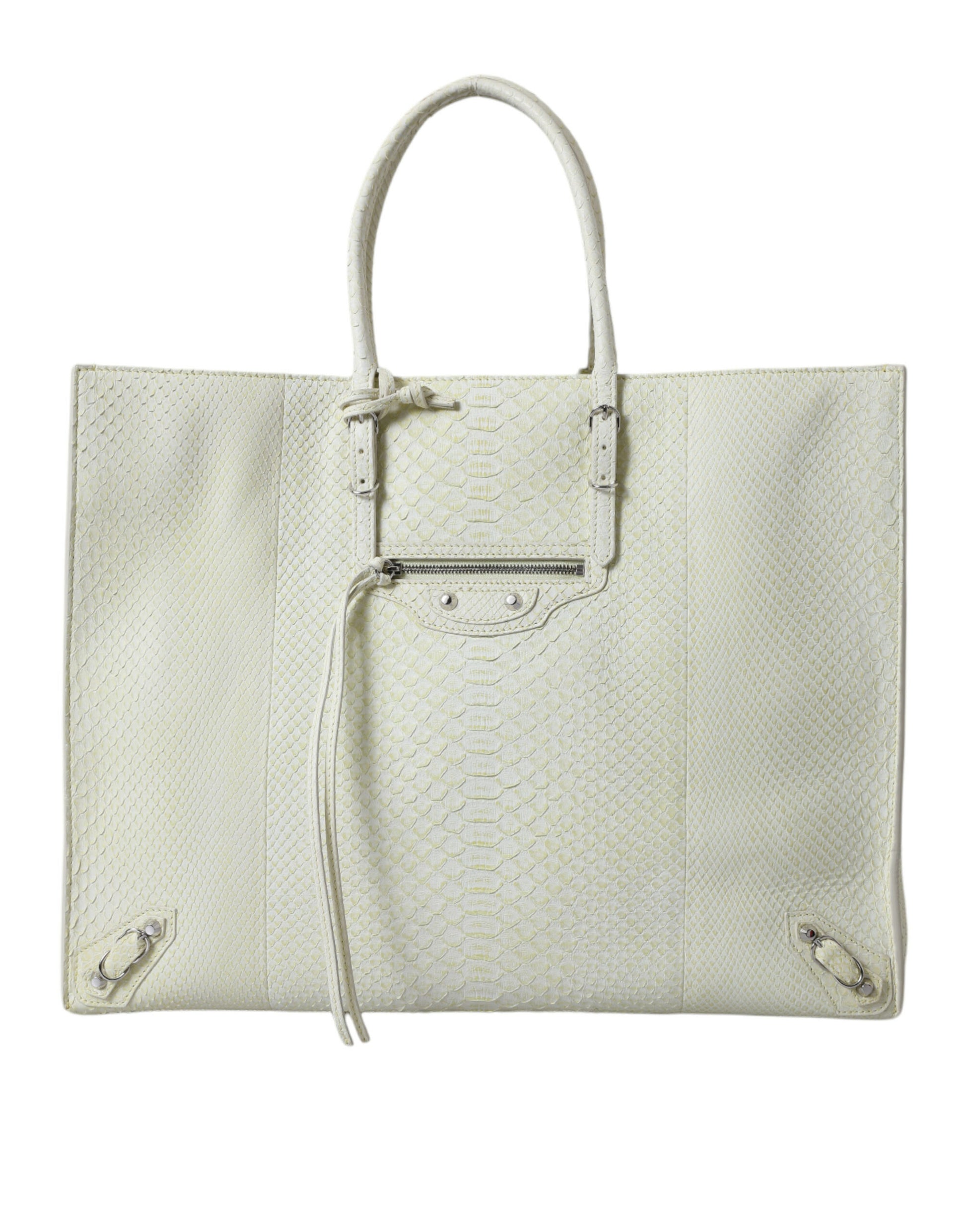 Balenciaga White Yellow Exotic Skin Leather Shopping Tote PAPIER Bag - Ginchy