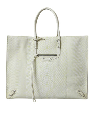 Balenciaga White Yellow Exotic Skin Leather Shopping Tote PAPIER Bag - Ginchy
