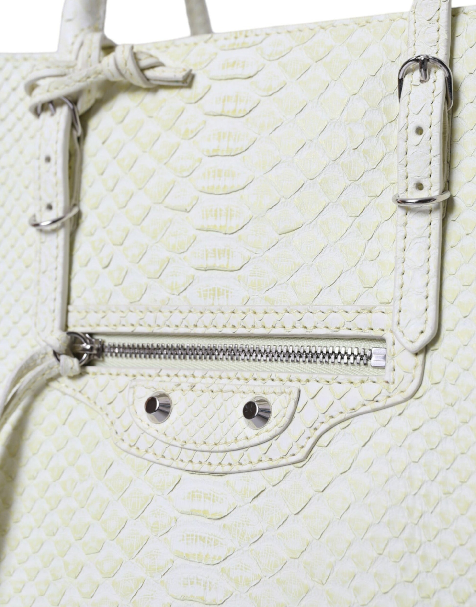 Balenciaga White Yellow Exotic Skin Leather Shopping Tote PAPIER Bag - Ginchy