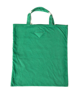 Prada Green Jersey Fabric Logo Shoulder Shopping Tote Shopping Bag - Ginchy