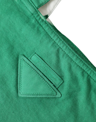 Prada Green Jersey Fabric Logo Shoulder Shopping Tote Shopping Bag - Ginchy