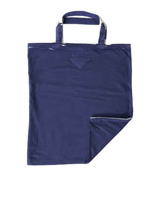 Prada Blue Jersey Fabric Logo Shoulder Shopping Tote Shopping Bag - Ginchy